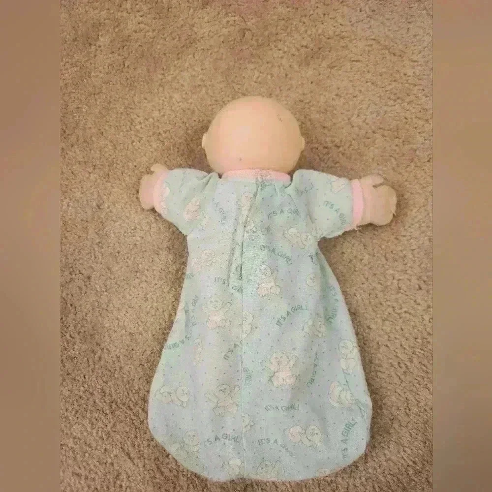 Vintage Cabbage Patch Doll Bald Blue Eyes Dressed In Sleep Sack It's A Girl #BB